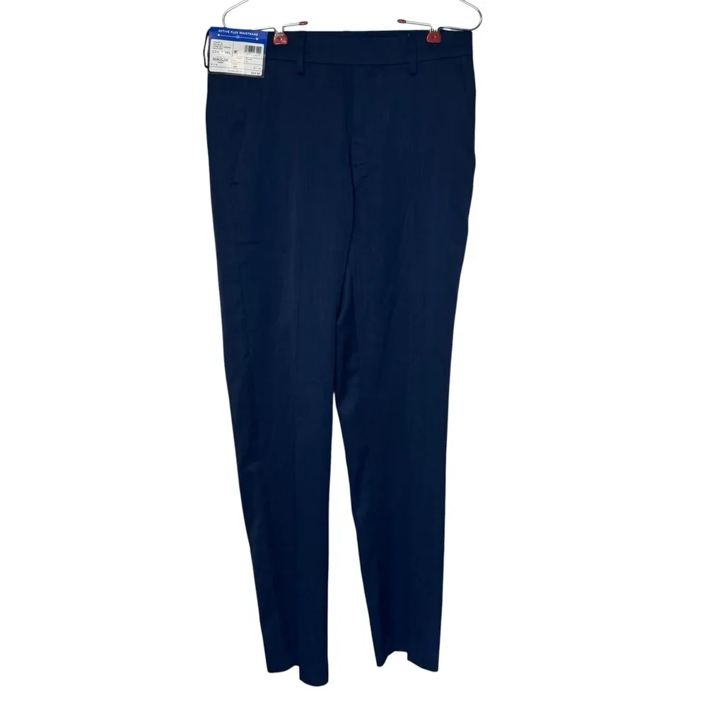 Haggar Mens Pants Slim Fit H26 Flex Series Active Flex Waist Blue 28x30 NWT